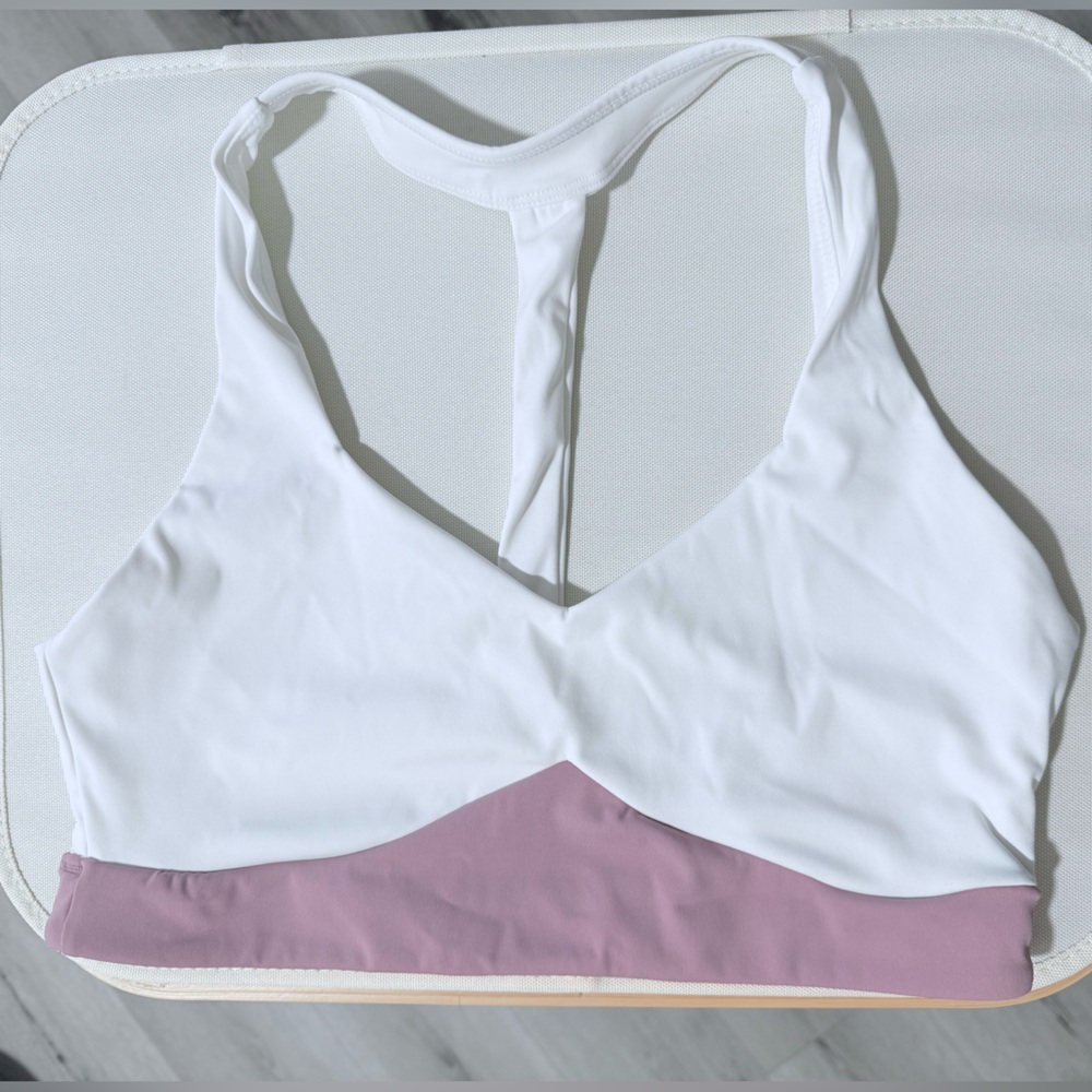 Born Primitive White and Mauve Two-Tone Racerback Sports Bra